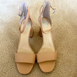 Vince Camuto Nude Tan Block Heel Sandals